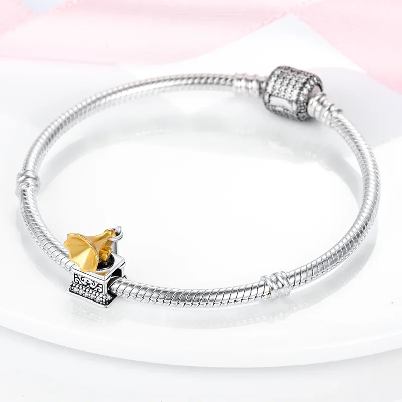 الأصلي باندورا دلايات أساور للنساء ، 925 فضة ، زجاجة عطر ، وحدة التحكم في الألعاب جرامافون ، الخرز البيت ، هدية مجوهرات