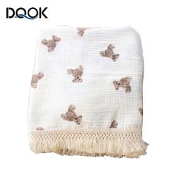 Organic Baby Blankets Muslin Swaddle For Newborn Fringe Double Layer Cotton Summer Blanket Bed Comforter Infant Baby Stuff Bebe