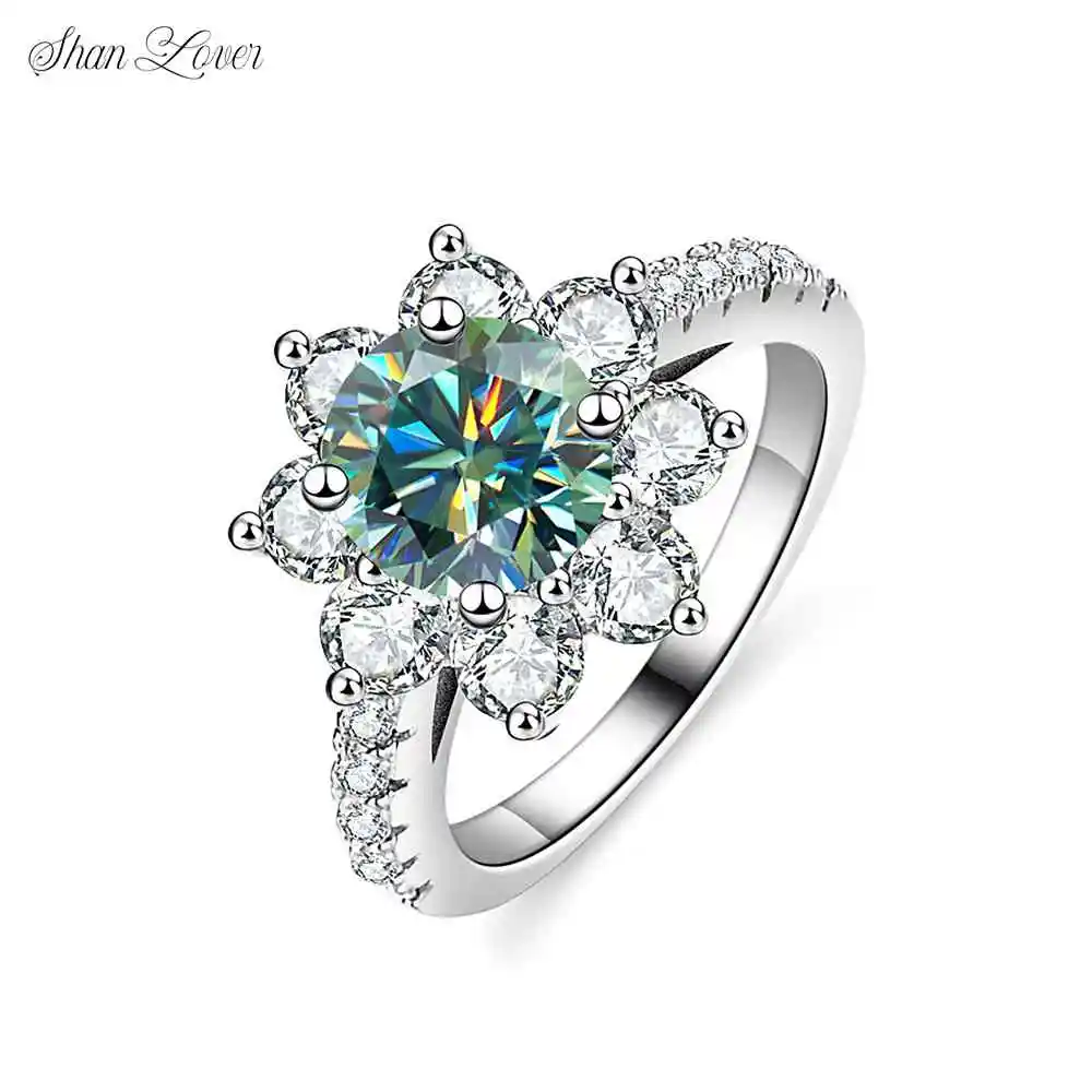 

ShanLover Brand MST Top Grade Moissanite Diamond Ring For Woman 925 Sterling Silver Rings Snowflake Design Gemstones Jewelry