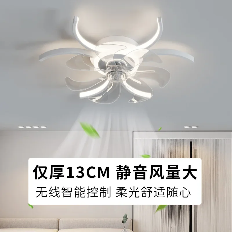 Modern Ceiling Fan Lamp LED With Remote Control Adjustable Speed Dimmable Flower Shape For Living Room Bedroom Ceiling Light