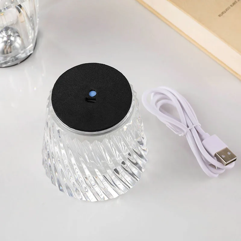 Lampada in cristallo da 1 pz, lampade da tavolo a LED ricaricabili USB per camera da letto e soggiorno, decorazioni per la cena per feste, luci