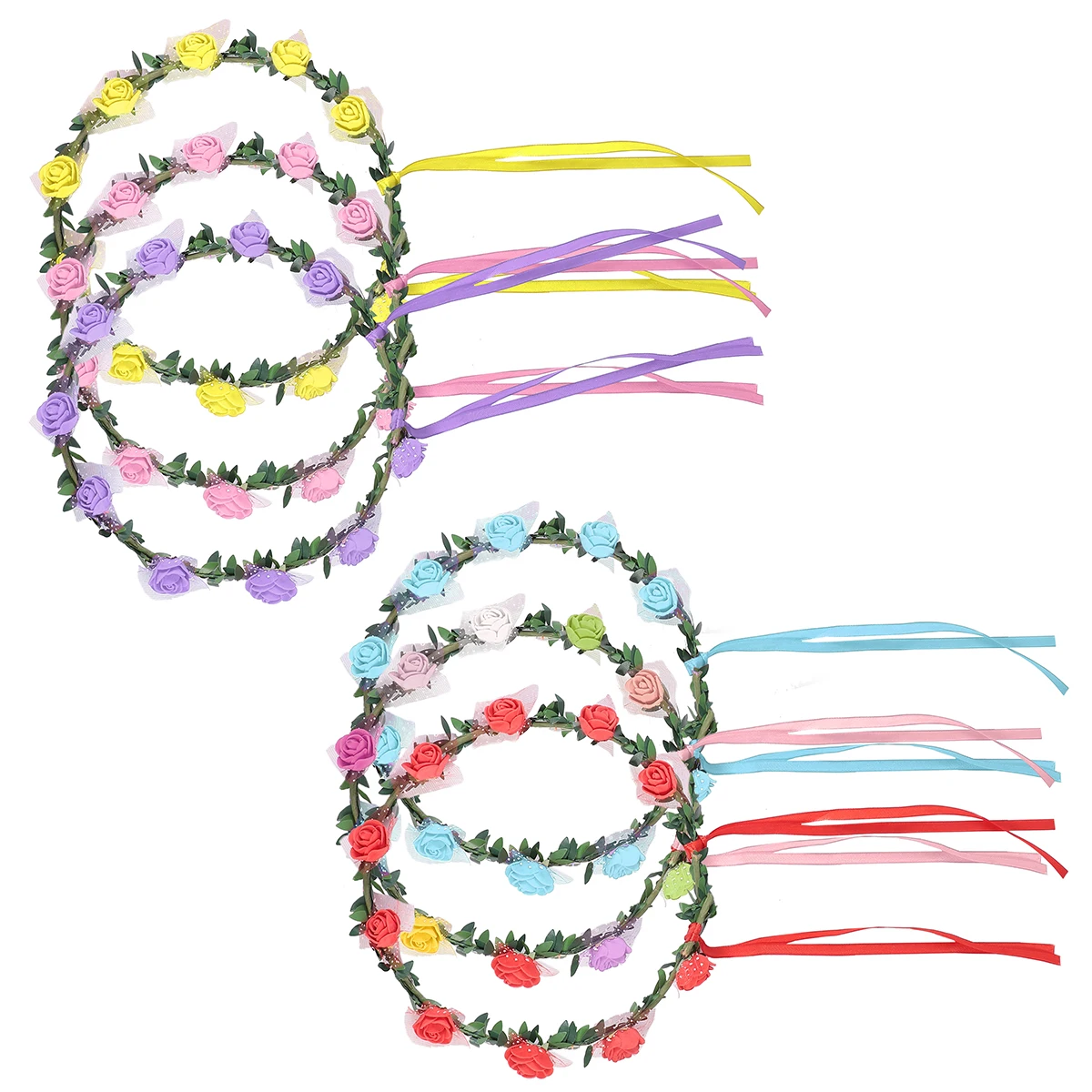

6 Pcs Flower Headband Glowing Wreath Headdress Flower Headband Accessories Women Party Wedding Festivals