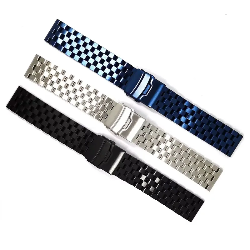 316L Solid Stainless Steel Watch Strap 18mm 20mm 22mm 24mm 26mm Double Safety Buckle Luxury Bracelet Men Women Metal Wrist Band