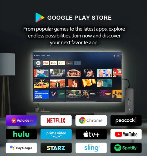 Imagen 2 del producto TV Stick Mortal Q8 Android 14 con WIFI 6, control por voz, video 8K, RK3518, Netflix, YouTube, TV Box, transmisión de TV en vivo gratis