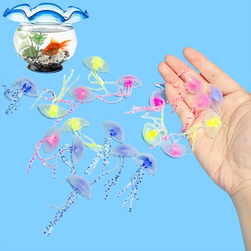 Luminous Simulation Jellyfish 2Pcs Random Color Floating Aquarium Decor Underwater Landscape Fish Tank Ornament