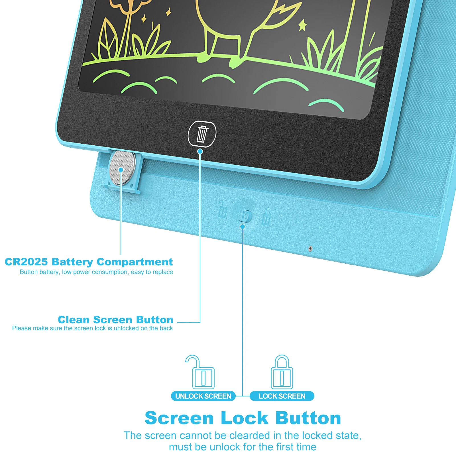 แท็บเล็ตการเขียน LCD ขนาด 16 นิ้ว, กระดานวาดภาพอิเล็กทรอนิกส์ขนาดใหญ่พร้อมสีสันสดใส, หน้าจอแบบลบได้, ของเล่นเพื่อการศึกษาที่สมบูรณ์แบบ