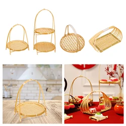 Bamboo Woven Fruit Basket Serving Trays Decor Food Storage for Home Kitchen Picnics Vegetable Storage Snack Organizer Stand