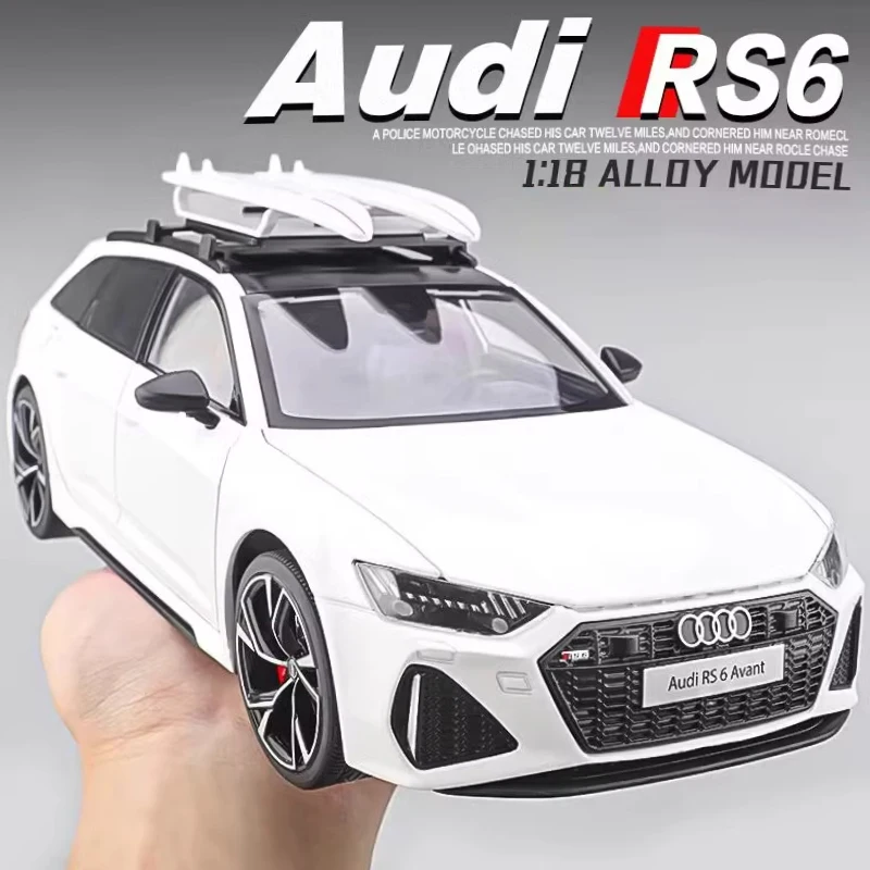 1:18 Audi RS6 Avant Station Wagon aleación Diecast modelo decoración de dormitorio niños sonido y luz juguete regalo de cumpleaños para amigos