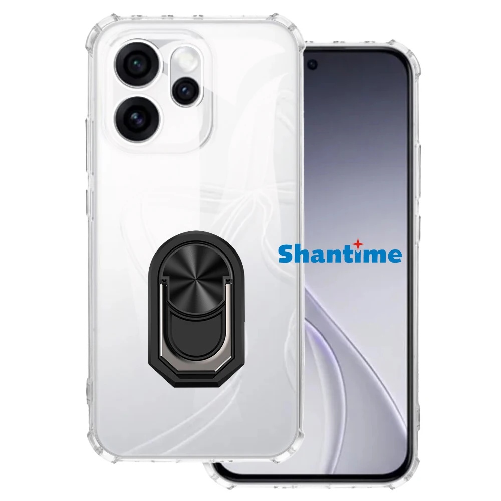 حامل حلقي فاخر مقاوم للصدمات لهاتف OPPO Reno 15 Pro 5G PLV110 غطاء حامل واقٍ من السيليكون الناعم من مادة البولي يوريثان الحراري