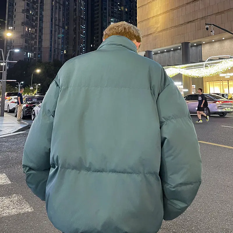 M-XXXXXL Plus ขนาดผู้ชายพัฟ Parka Jacket ธรรมดาสีแขนยาวฤดูหนาว Streetwear Zipper Fly Oversize หลวม Fit Coat สําหรับชาย