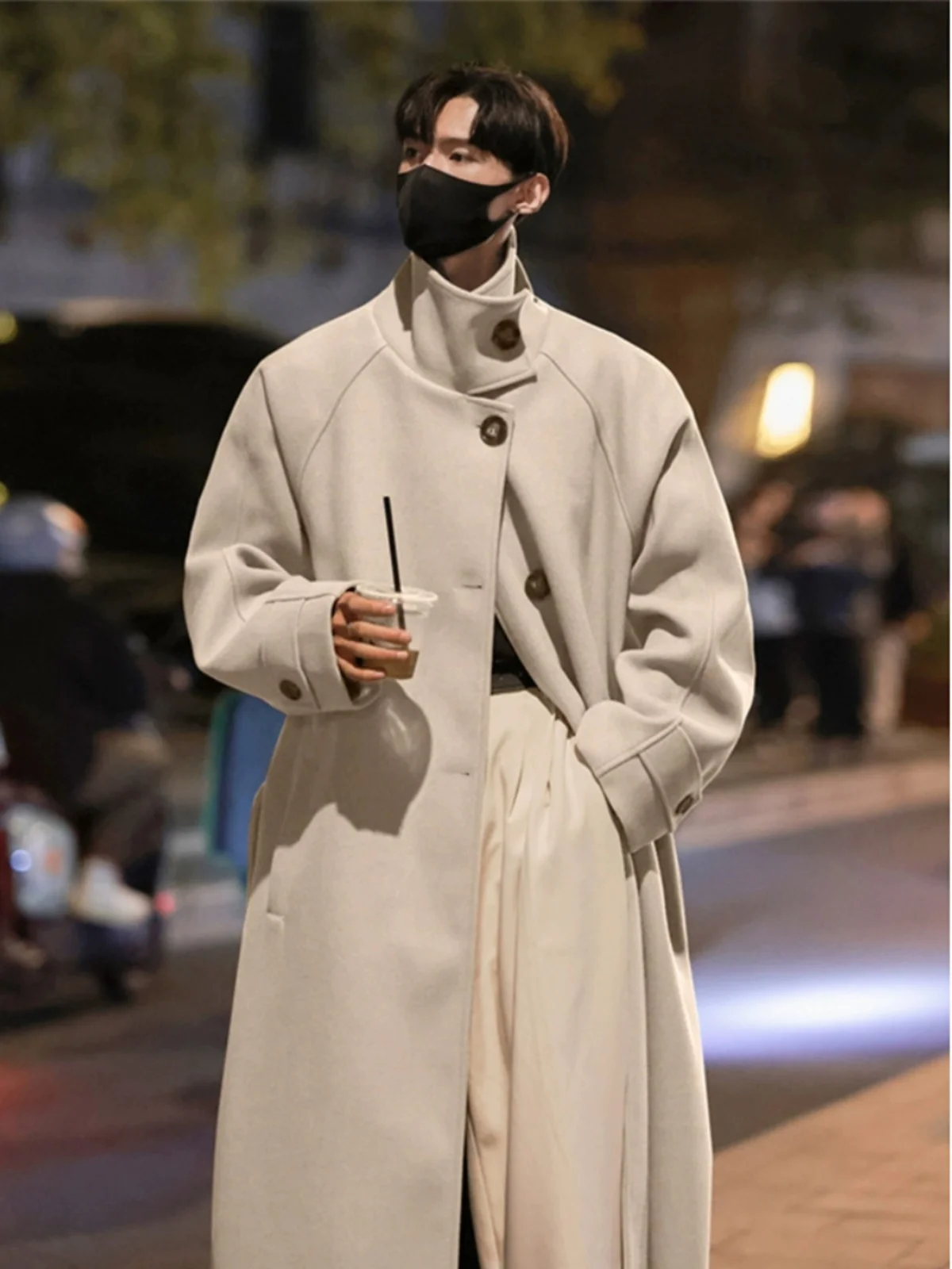 

Корейское шерстяное пальто длиной до колена, мужское осенне-зимнее шерстяное пальто средней длины Briti Sle, теплая ветровка