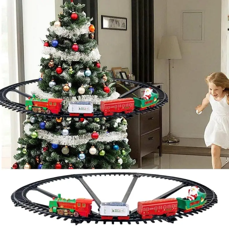 Treno elettrico di Natale attorno all'albero Set di giocattoli del treno intorno sotto l'albero di Natale Giocattoli del treno appendibili per attorno al