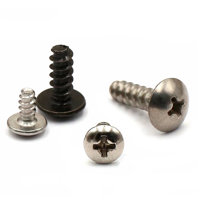 100Pcs M2.3 M2.6 M2.9 M3 Cross Round Flat Head Self Tapping Screw Electronic Mushroom Head Wood Screw Bolts Length=5-11mm