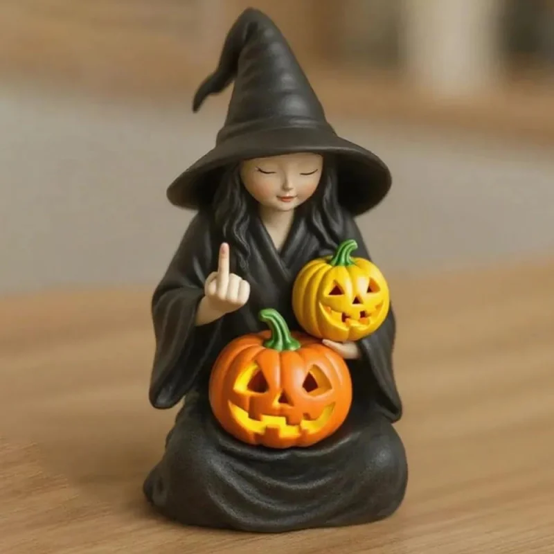 

Resin figurine decoration for Halloween featuring a witch statue