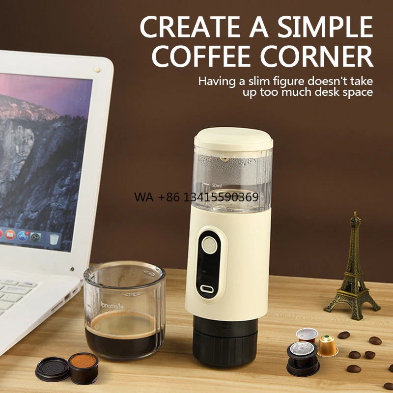 

Portable Mini Electric Coffee Maker Compatible with Capsules Espresso Factory Price One Machine USB Power Source Made Plastic