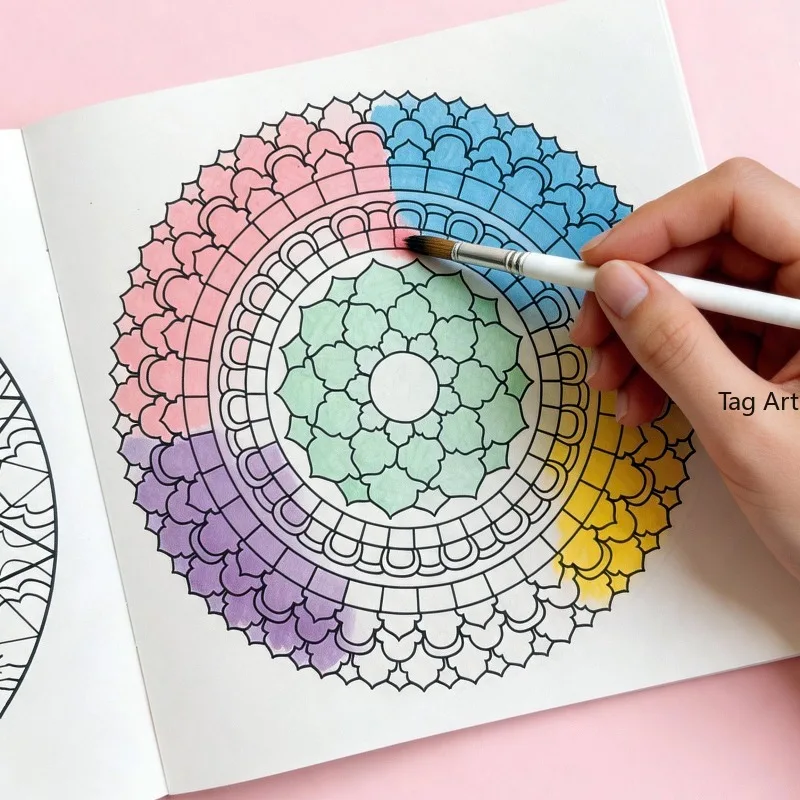 A Mandala Zen Healing Coloring Picture Book, High Definition Pattern Line Draft Coloring Book, 24 Mandala Pattern Patterns