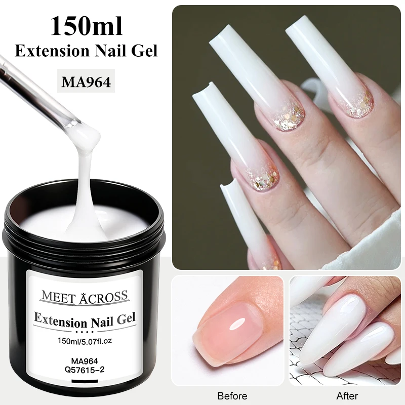 150 مللي سعة كبيرة تمديد سريع جيل للأظافر البولندية عارية الوردي حليبي الأبيض منشئ مسمار الفن ورنيش مانيكير لتقوم بها بنفسك مستلزمات الأظافر
