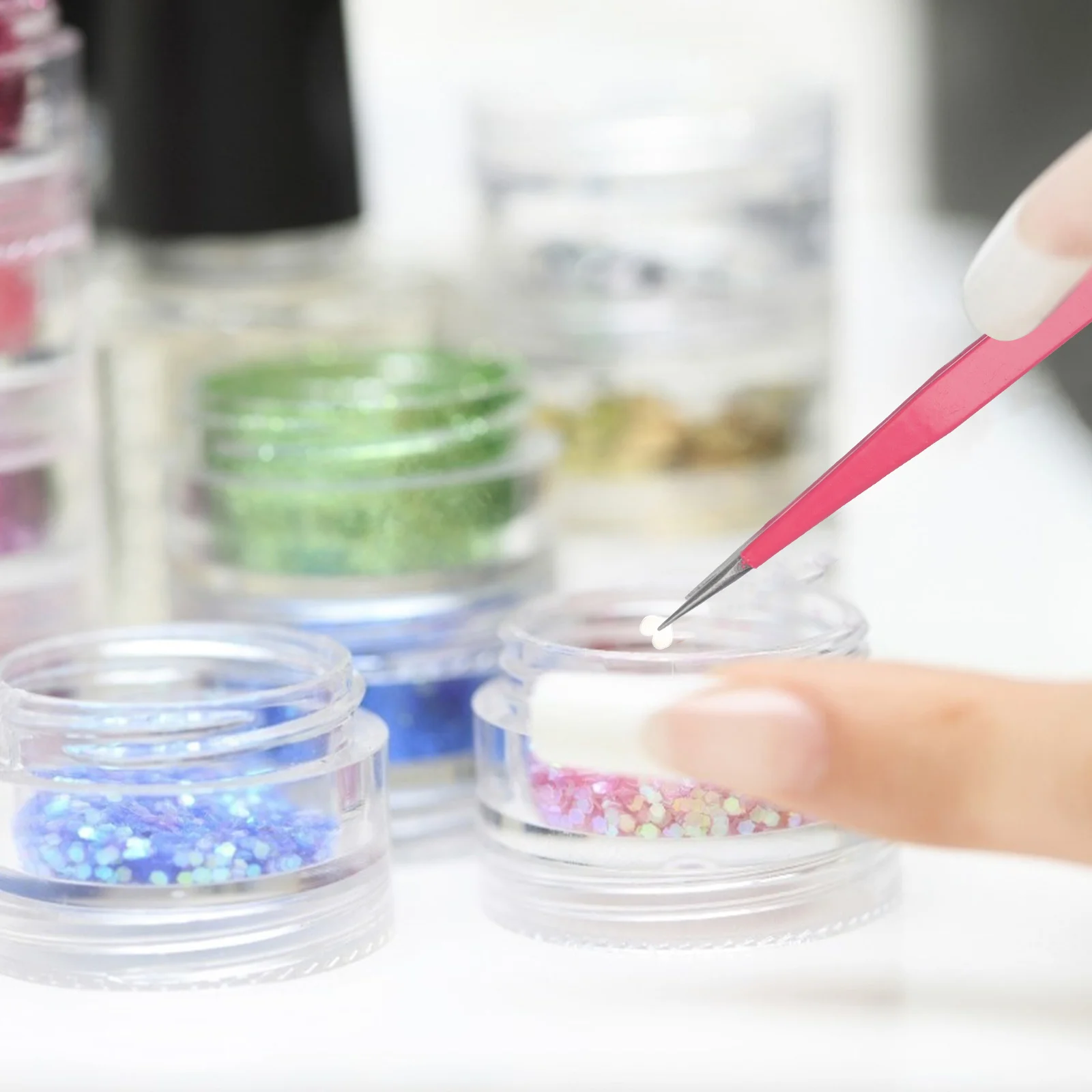 3 قطعة مانيكير برأسين الملقط متعددة الوظائف مسمار الفن ملصق مائي الضغط أداة الوردي الحرفية الملقط مانيكير أداة #4