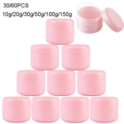 30/60Pcs 10/20/30/50/100/150g Refillable Bottles Pink Plastic Makeup Jars With Lid Travel Lotion Cream Containers Cosmetics Pot