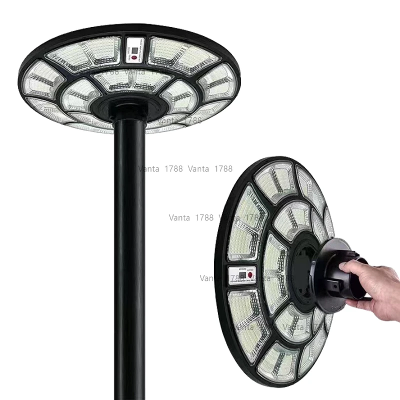 

Motion Sensor Solar Garden Light 500w Remote Control Round All-in-one Solar Lighting