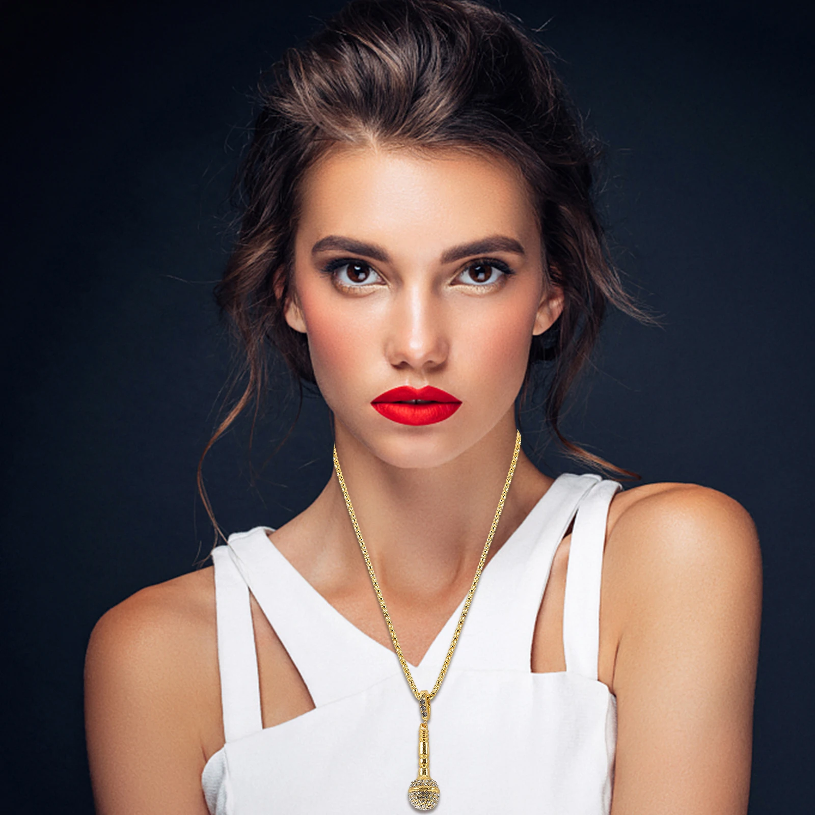 

Trendy Microphone Pendant Necklace Hip Hop Style Jewelry Unisex Accessory for Men Women Daily Wear Festivals Necklace for Women