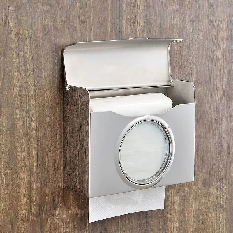 Convenient Toilet Paper Holder Stainless Steel Smooth Moisture-proof Wall Mounted Tissue Box Modern Bathroom Accessories