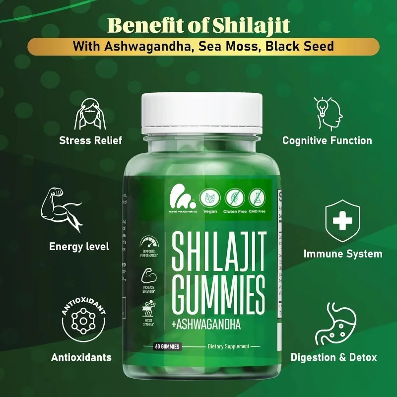 Advanced Shilajit Soft Candy 2000MG - Contains Chaga mushrooms, vitamin D and B12 immune support, and over 85 trace minerals