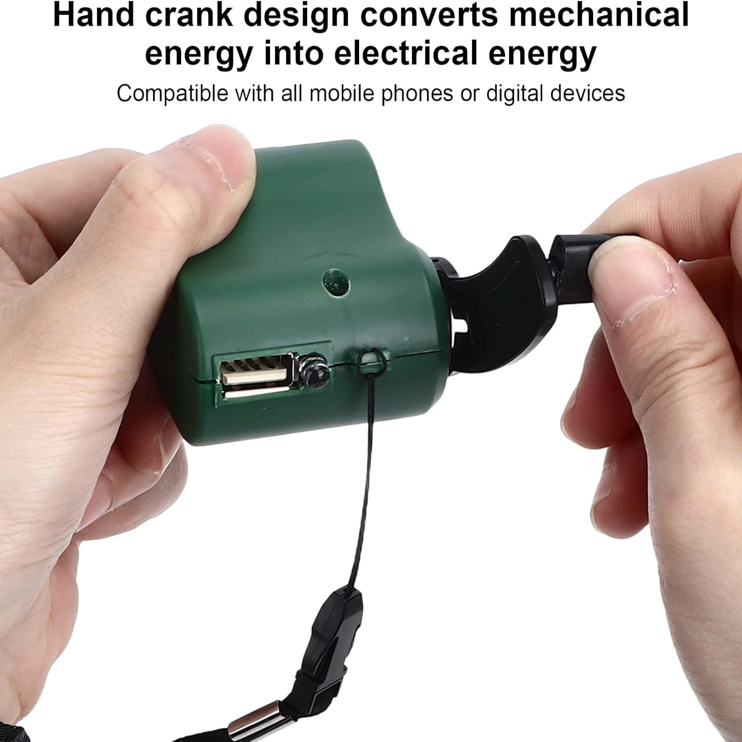 USB Hand Crank เครื่องชาร์จโทรศัพท์, USB Manual Generato เครื่องชาร์จโทรศัพท์มือถือแบบพกพา ไฟ LED เครื่องชาร์จโทรศัพท์มือถือฉุกเฉิน เอาต์พุต 5V