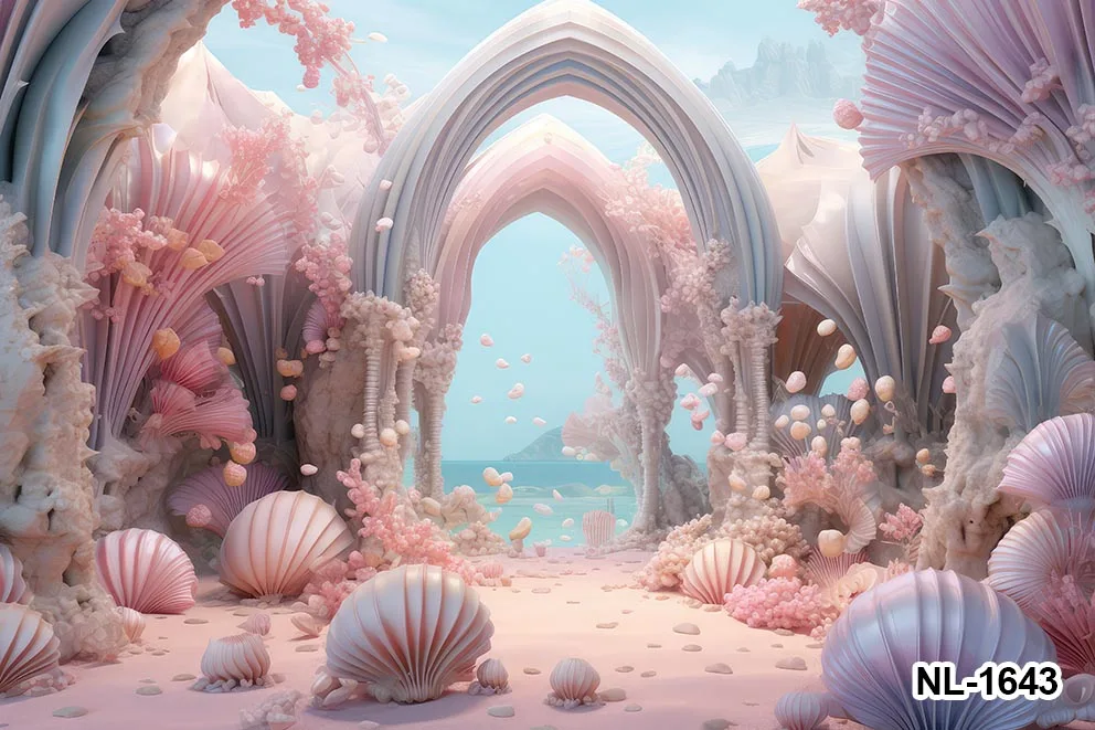 Fondo de fotografía de concha de verano para niños, fondos de algas marinas, Océano, estrella de mar, decoración de fiesta de cumpleaños de bebé, pastel Smash