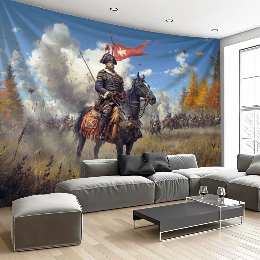 Medieval battle patterns Digital printing polyester wall tapestry suitable for use in living rooms bedrooms offices bars party