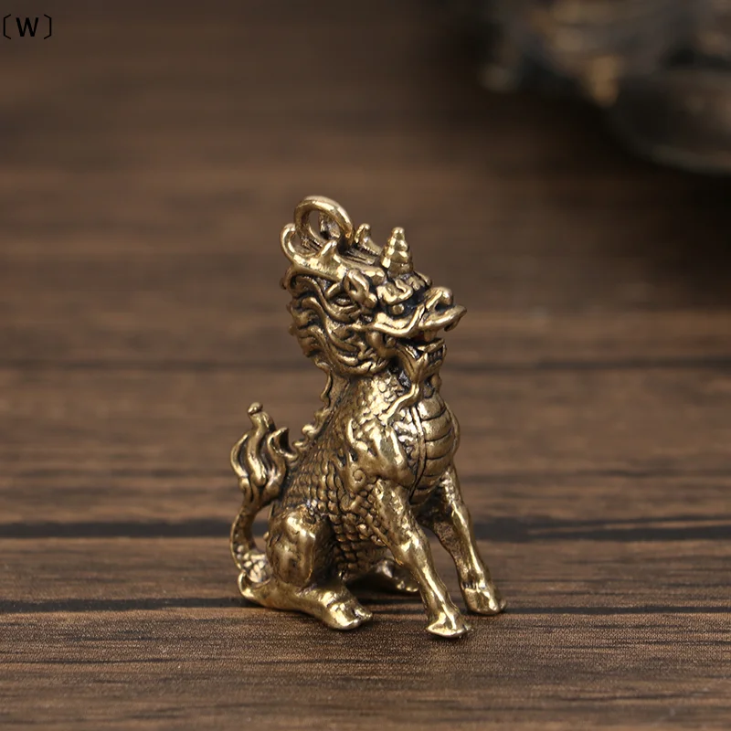 〔W〕Qilin Luck Animal Fengshui Vintage Statue Figurine Wealth Brass Decor Prosperity Chinese Style Ornament〔Winter1〕