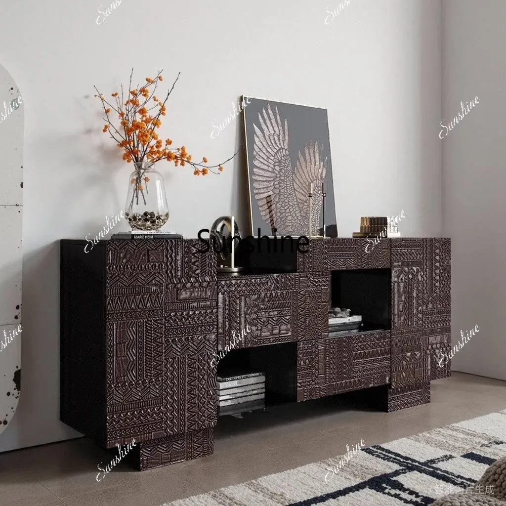 

Nordic simple solid wood porch cabinet carved wood furniture