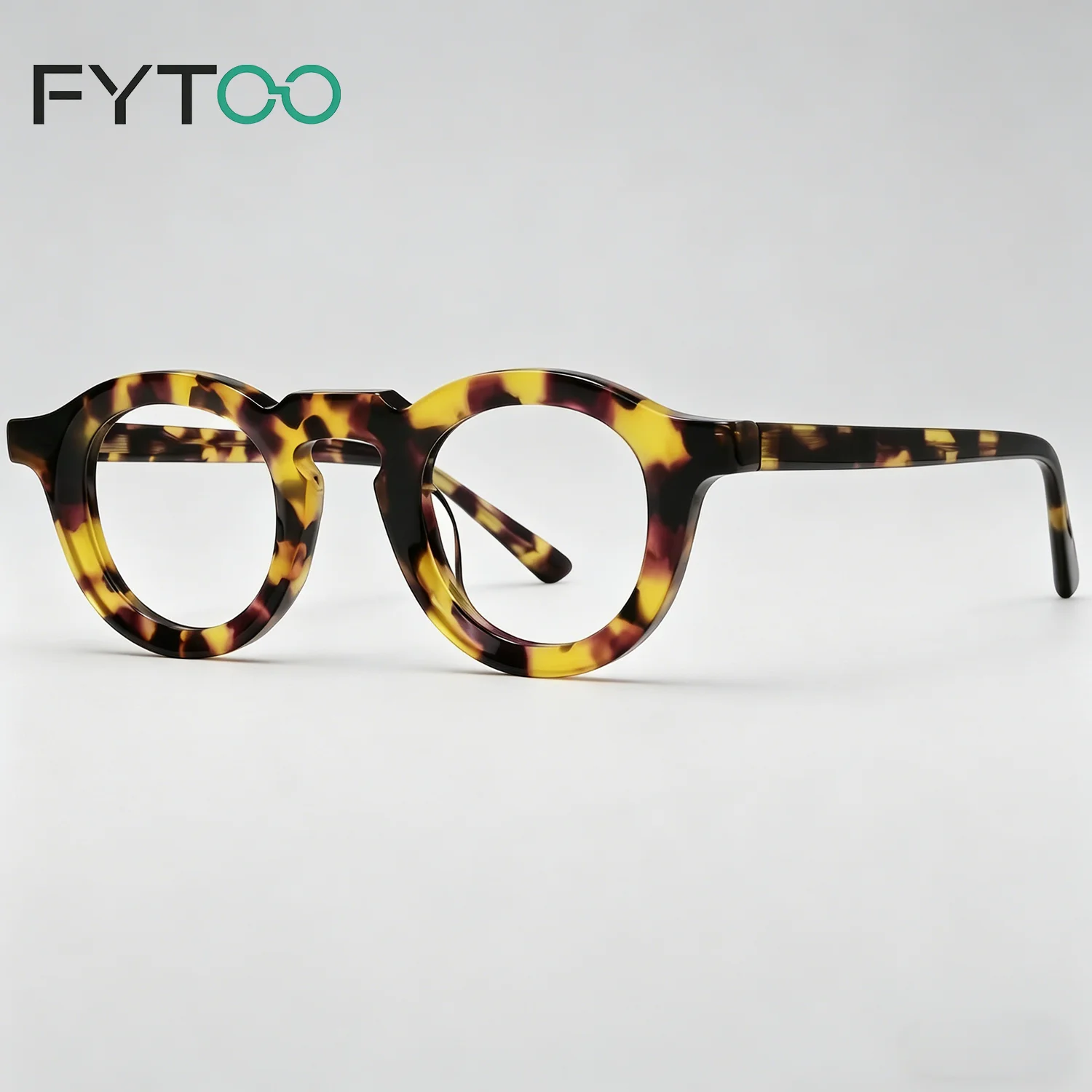 

Очки FYTOO Acetate Retro Round, прочные модные оправы под черепаховый панцирь для мужчин и женщин 23107-c02