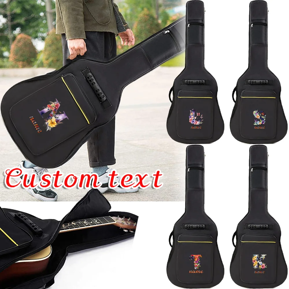 

Персонализированная сумка для гитары с индивидуальным именем, водонепроницаемая нейлоновая сумка, удобные сумки для переноски с ручкой, 36-41-дюймовый пылезащитный чехол для гитары