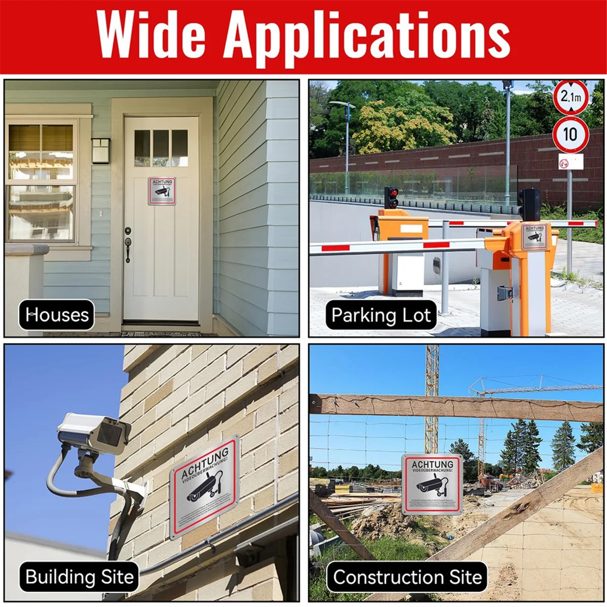 Video Surveillance Sign, Video Surveillance Private Property, 15 X 15 cm Metal Warning Video Surveillance Sign 4pack