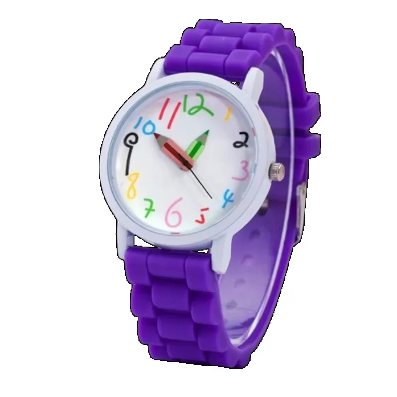 Schattig kinderhorloge siliconen potloodwijzer quartz uurwerk horloges sport unisex jongens en meisjes horloges relogio infantil