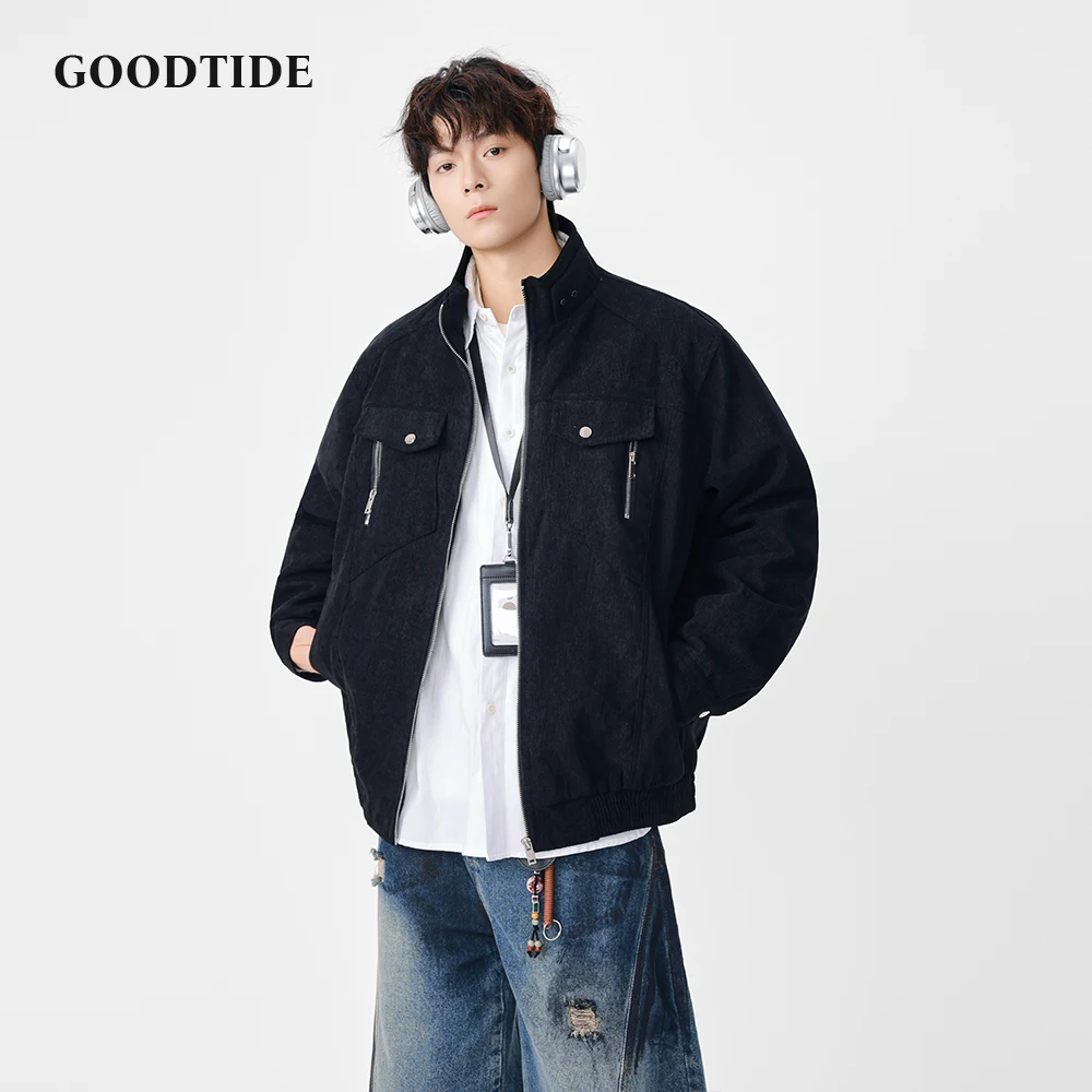 

2025 Новая мужская повседневная куртка на молнии с воротником-стойкой и карманами на молнии, модная осенне-зимняя повседневная одежда, верхняя одежда