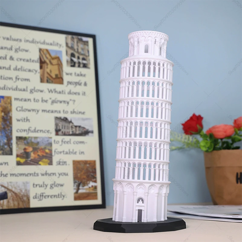 ثلاثية الأبعاد مطبوعة برج بيزا المائل بناء الشمعدان شمعة حامل جمع ديكور المنزل سطح المكتب هدية