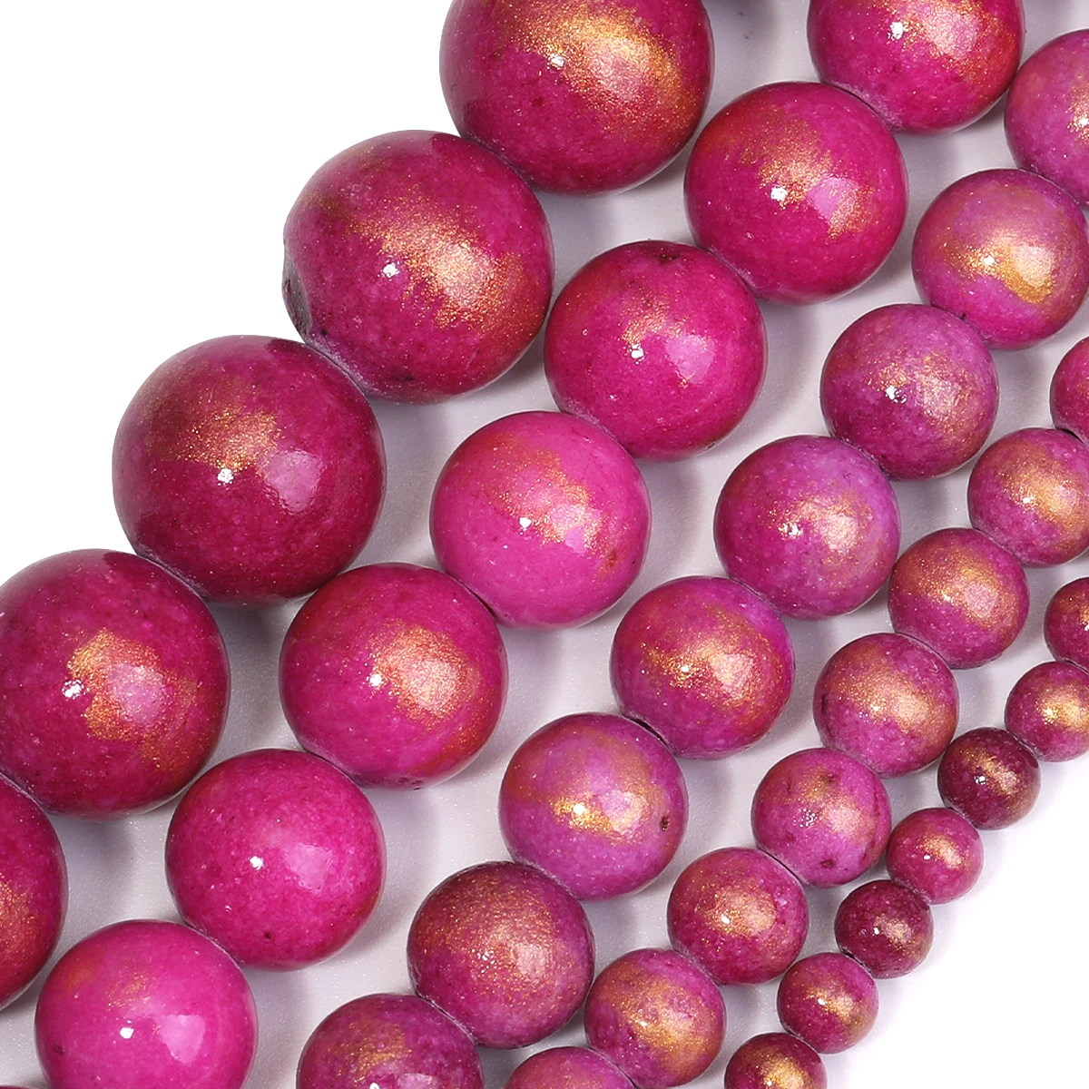 Mashan Jade Gold Rosy Red Round Beads Agate Stone Large Hole 1.6-1.8mm DIY Bracelet Necklace Jewelry Accessories 4/6/8/10/12mm 2