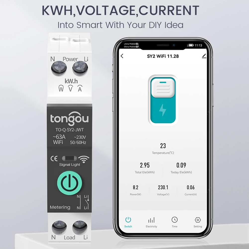 Wifi Intelligent Smart Circuit Breaker Metering Overcurrent and Overvoltage Protection Voice Wireless Remote Control