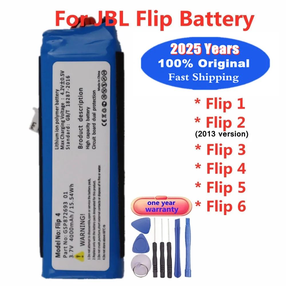 2025 Years Original Battery For JBL Flip 3 4 1 2 5 6 Flip6 Flip5 Flip4 Flip3 Flip2 Flip1 Speaker Bluetooth Audio Battery Bateria