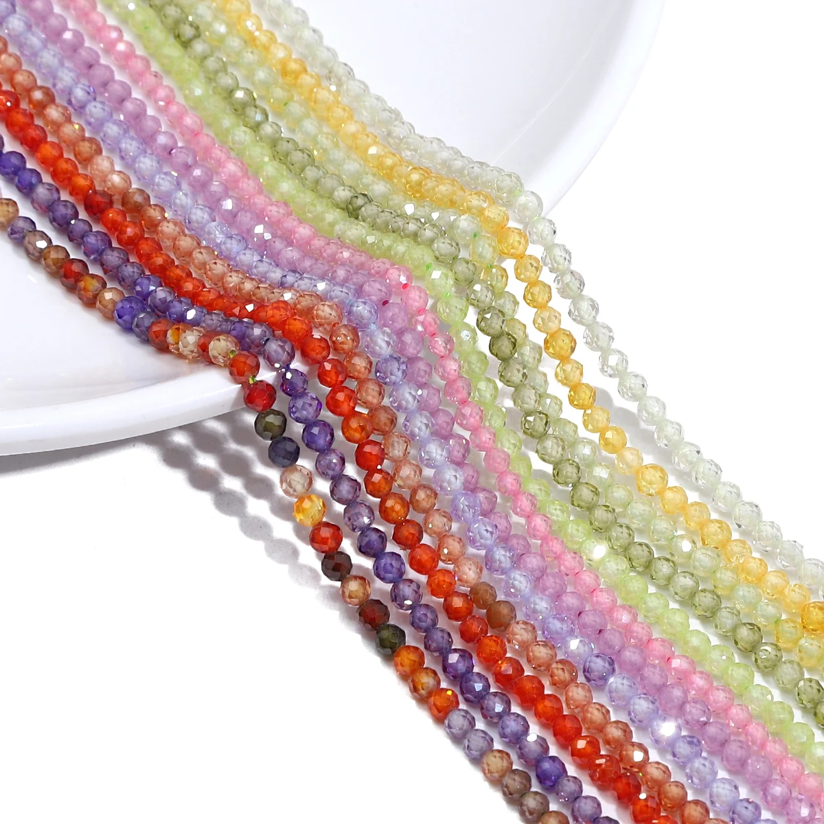 90/120/185pcs Faceted Zircon Beads Trendy Round Bead For Making Bracelet Necklace DIY Charm Handmade Jewelry Accessories 2/3/4mm