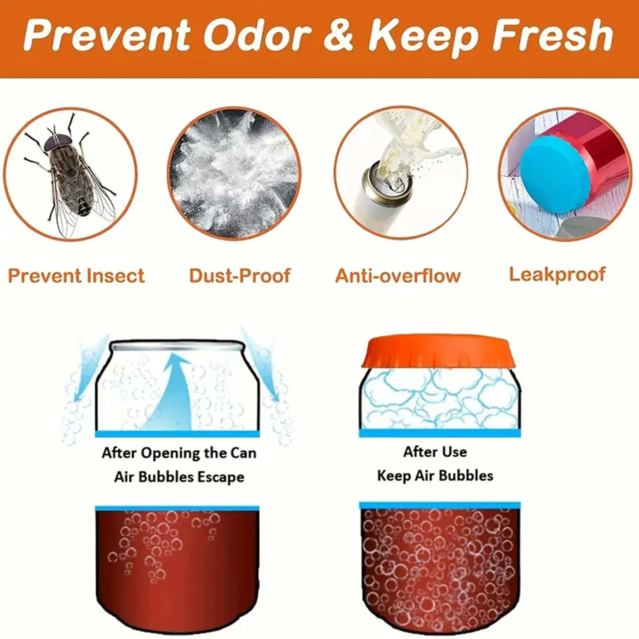 6 pièces-couvercle de canette en Silicone couvercle de soda couvercle de canette de bière étanchéité couvercle de cola étanche