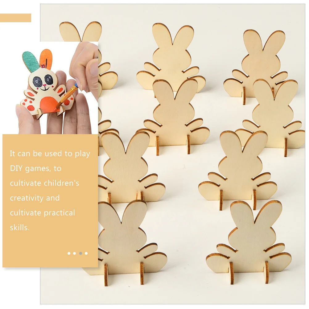 12 Buah Potongan Kelinci Paskah Kayu DIY Dekorasi Kelinci Belum Selesai untuk Aktivitas Melukis Kerajinan Anak-anak Perlengkapan Pesta Paskah