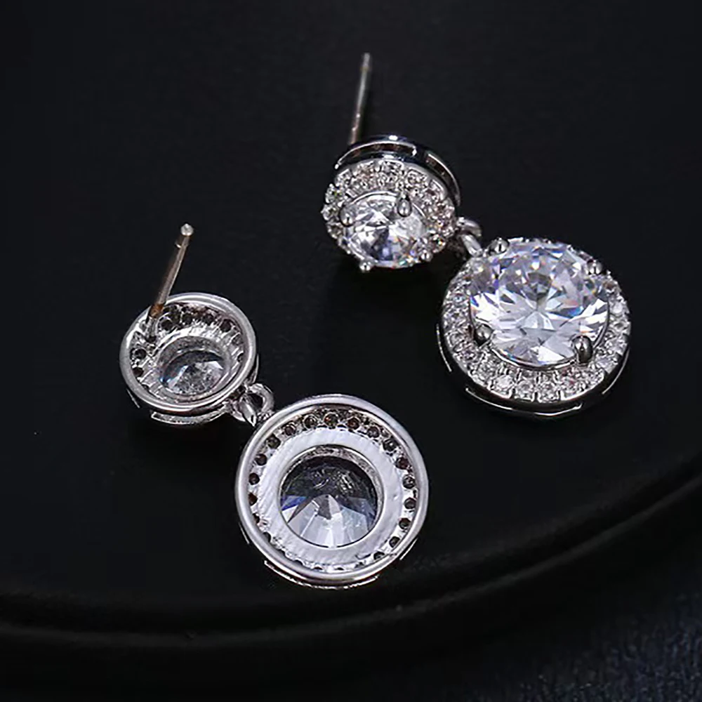 S925 Sterling Silver 5cttw Moissanite Earring for Women D Color VVS Double Round Diamond Drop Earring Jewelry With GRA Certified