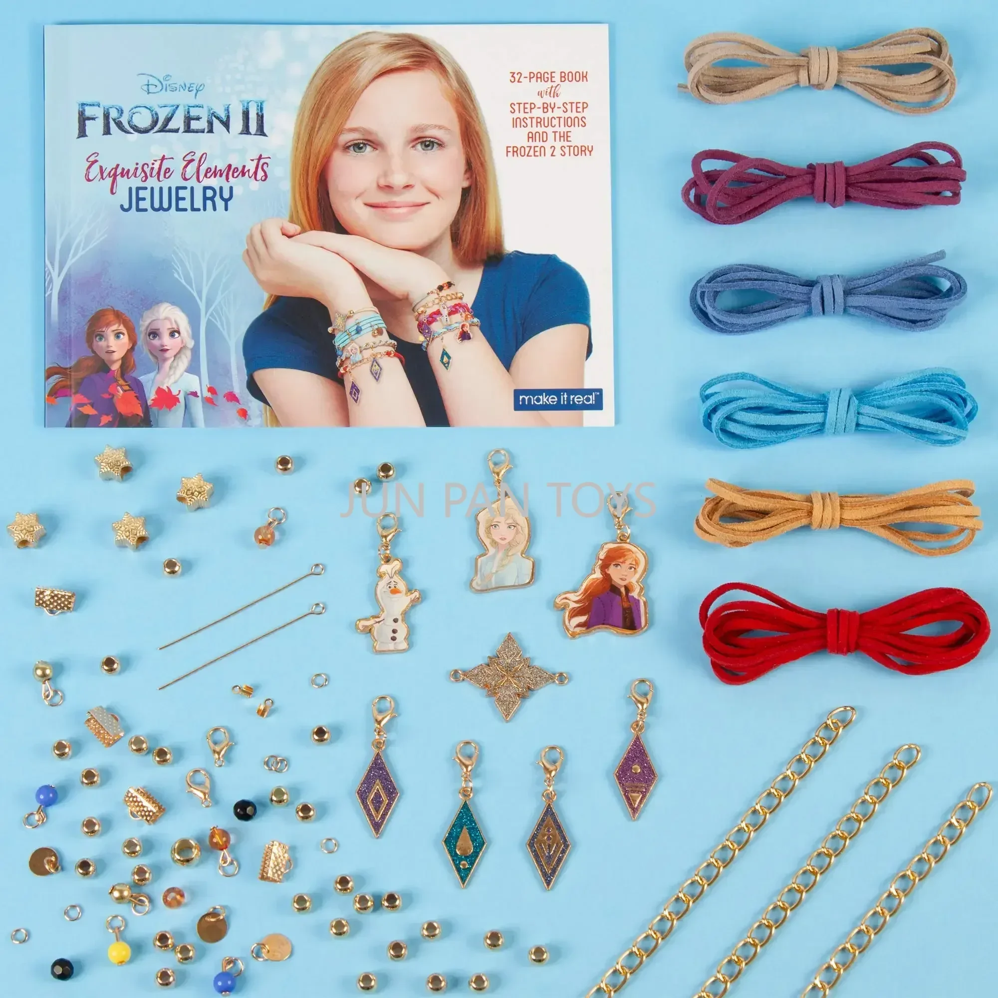 Ensemble de bijoux Disney Frozen pour enfants, Make It Real, bracelet à breloques bricolage, kit exécutif, jouets pour filles avec breloques, perles, faux daim et plus encore