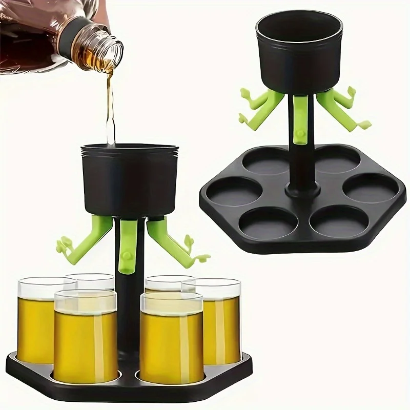 1Pc Six-in-a-row Wine Dispenser and Stand - Home Bar Party Wine Dispenser and Whiskey Beverage Holder - Multi-flow Drink Distributor, Even Pouring - Ideal for Themed Parties and Outdoor Activities, Equal Pour Tool, Suitable for Liquor and Bee