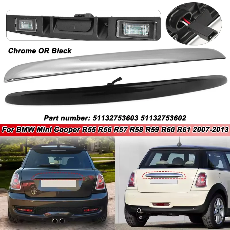 Rear Trunk Tailgate Door Handle With Light For Bmw Mini Cooper R55 R56 R57 R58 R59 R60 R61 2007-2013 Chrome Black