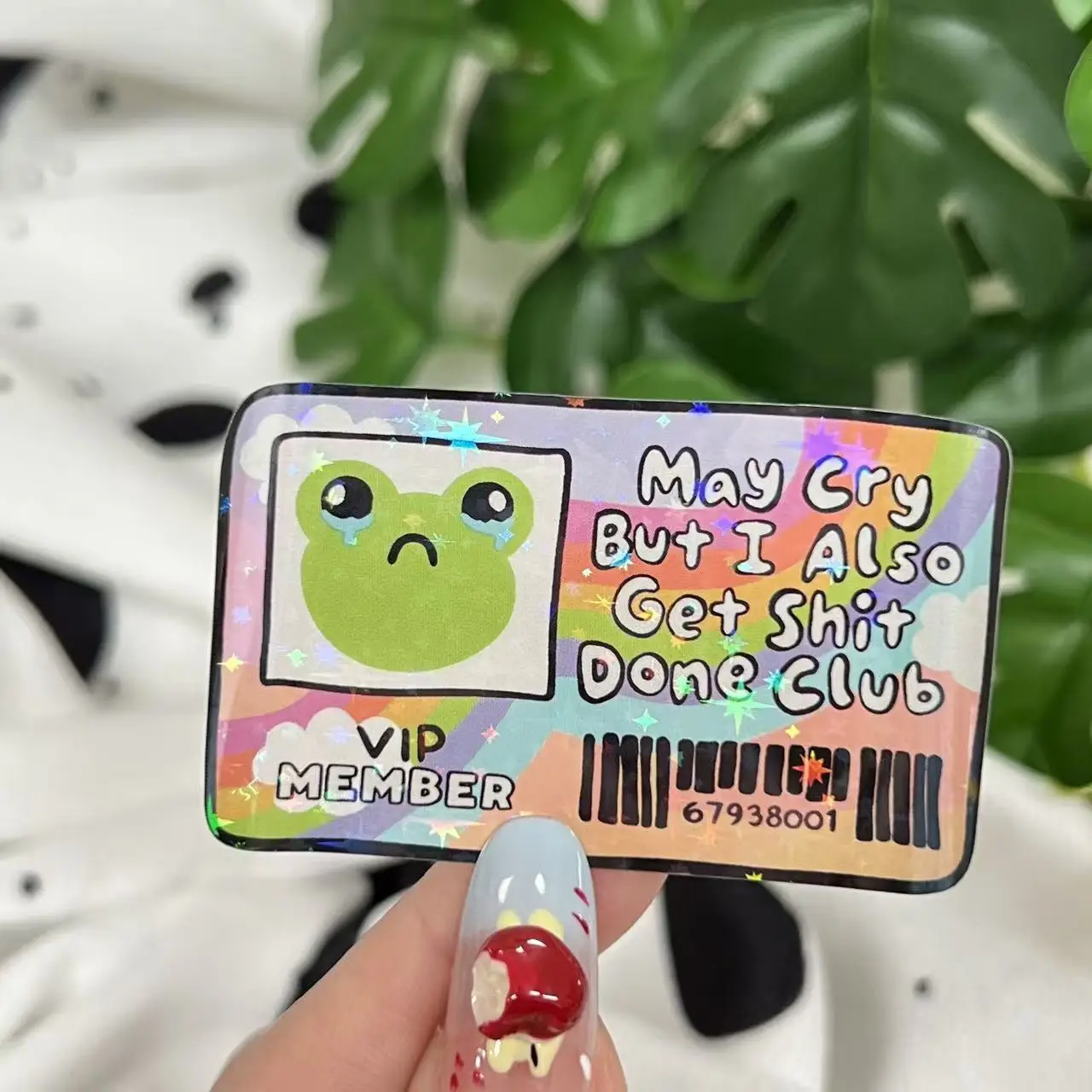 

3Pcs/Set Holographic Sad Frog VIP Card Sticker, Waterproof Vinyl Meme Decal for Car Window & Laptop Decor