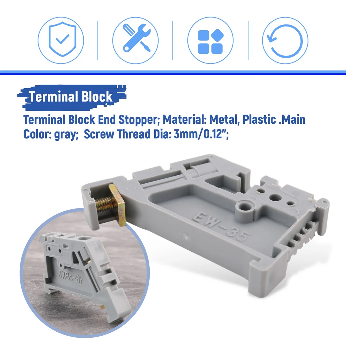 50Pcs 35mm DIN Rail Terminal Block End Stopper Mounting Clips